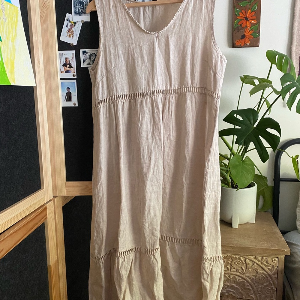 100% linen dress - made in Italy - beige/ cream color